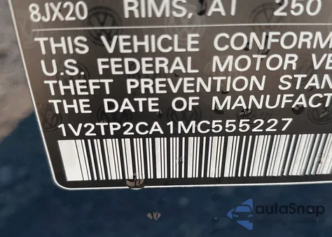 2021 Volkswagen Atlas 2.0T Sel Premium из США, поврежденный, VIN 1V2TP2CA1MC555227